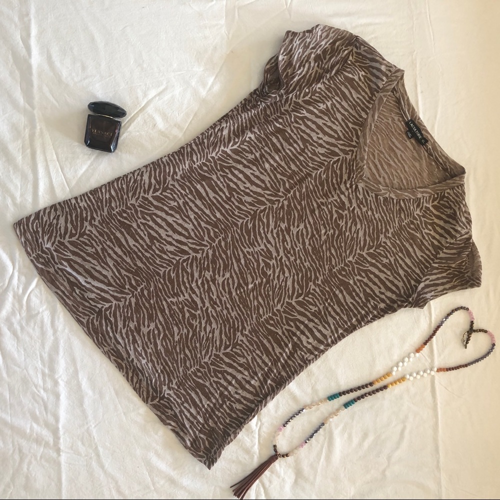 Like New Brown Zebra Print Burnout TShirt